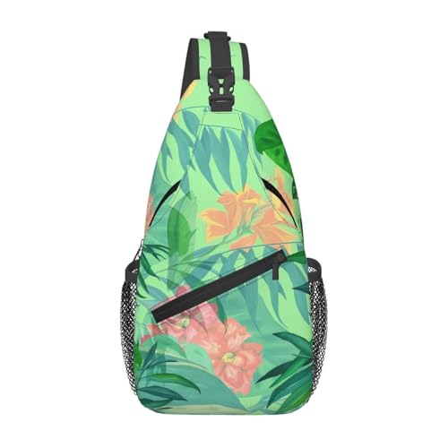 peiyeety Crossbody-Tasche mit tropischem Palmenblatt-Motiv, für Damen und Herren, verstellbar, Umhängetasche, Schulterrucksack peiyeety Crossbody-Tasche mit tropischem Palmenblatt-Motiv, für Damen und Herren, verstellbar, Umhängetasche, Schulterrucksack von peiyeety