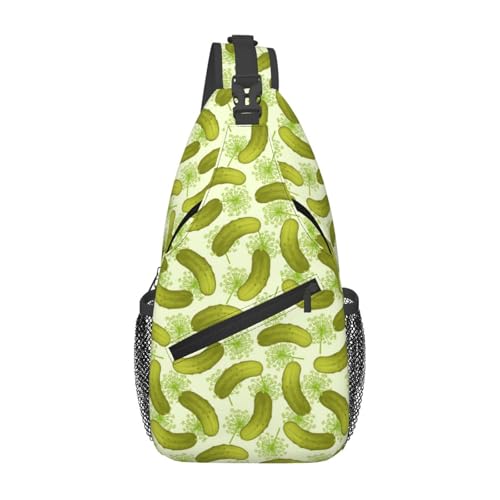 peiyeety Dill Pickles Sling Bag Crossbody Rucksack für Damen und Herren, Reisen, Wandern, Tagesrucksack, Brust-Schultertasche von peiyeety