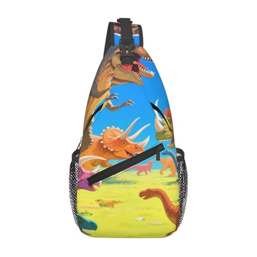 peiyeety Dinosaurier-Vulkan-Cross-Brusttasche für Damen und Herren, verstellbare Umhängetaschen, Schulterrucksack von peiyeety