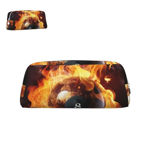 peiyeety Federmäppchen aus Leder, Billardkugel in Flammen, mit Reißverschluss, tragbar, ästhetisch, wasserdicht, niedliche Stifttasche fürs Büro von peiyeety