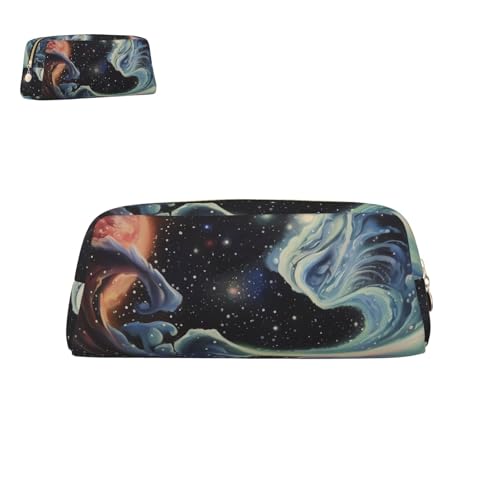 peiyeety Federmäppchen aus Leder, Cosmic, mit Reißverschluss, tragbar, ästhetisch, wasserdicht, niedliche Stifttasche fürs Büro von peiyeety