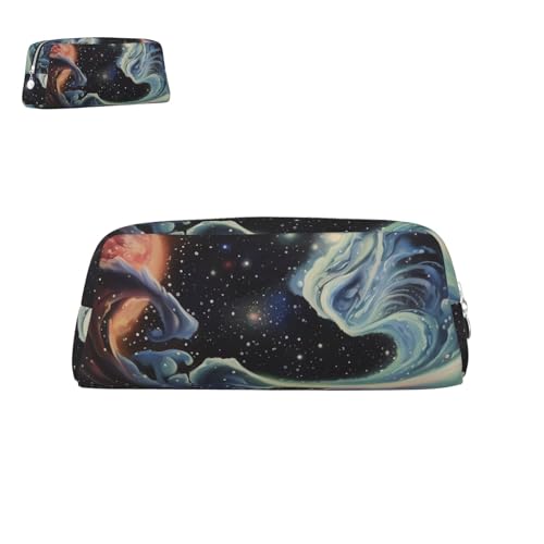 peiyeety Federmäppchen aus Leder, Cosmic, mit Reißverschluss, tragbar, ästhetisch, wasserdicht, niedliche Stifttasche fürs Büro von peiyeety