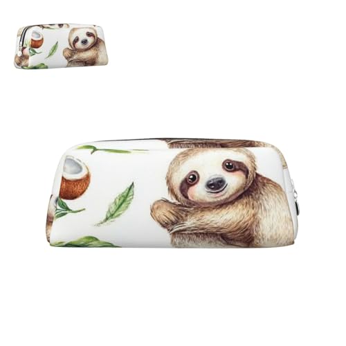 peiyeety Federmäppchen aus Leder, Faultier, Kinderzimmer, mit Reißverschluss, tragbar, ästhetisch, wasserdicht, niedliche Stifttasche fürs Büro von peiyeety