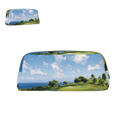 peiyeety Federmäppchen aus Leder, Golfplatz, mit Reißverschluss, tragbar, ästhetisch, wasserdicht, niedliche Stifttasche fürs Büro von peiyeety