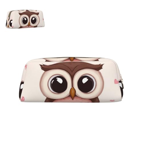 peiyeety Federmäppchen aus Leder, süße Eule, mit Reißverschluss, tragbar, ästhetisch, wasserdicht, süße Stifttasche fürs Büro von peiyeety