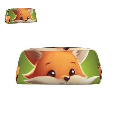 peiyeety Federmäppchen aus Leder, süßer Kleiner Fuchs mit Reißverschluss, tragbar, ästhetisch, wasserdicht, süße Stifttasche fürs Büro von peiyeety