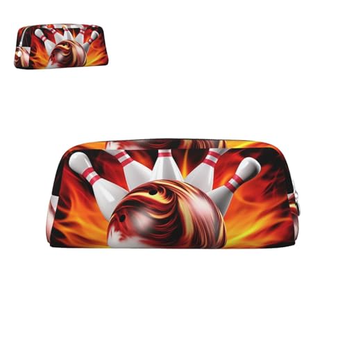 peiyeety Federmäppchen aus Leder mit Bowlingkugel und Reißverschluss, tragbar, ästhetisch, wasserdicht, niedliche Stifttasche fürs Büro von peiyeety