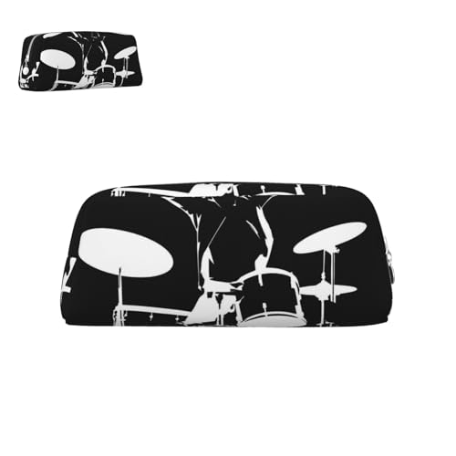 peiyeety Federmäppchen aus Leder mit Drummer-Motiv und Reißverschluss, tragbar, ästhetisch, wasserdicht, niedlich, fürs Büro von peiyeety