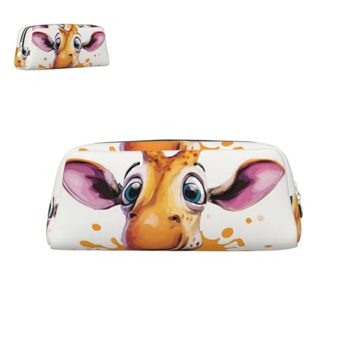 peiyeety Federmäppchen aus Leder mit Giraffenmotiv und Reißverschluss, tragbar, ästhetisch, wasserdicht, niedlich, fürs Büro von peiyeety