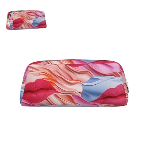 peiyeety Federmäppchen aus Leder mit Lippenmotiv und Reißverschluss, tragbar, ästhetisch, wasserdicht, niedlich, fürs Büro von peiyeety
