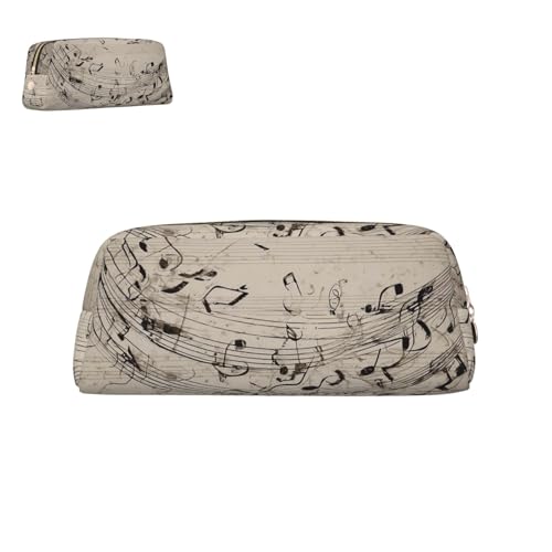 peiyeety Federmäppchen aus Leder mit Musiknotenwand und Reißverschluss, tragbar, ästhetisch, wasserdicht, niedliche Stifttasche fürs Büro von peiyeety