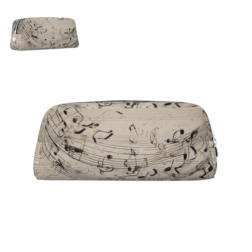 peiyeety Federmäppchen aus Leder mit Musiknotenwand und Reißverschluss, tragbar, ästhetisch, wasserdicht, niedliche Stifttasche fürs Büro von peiyeety