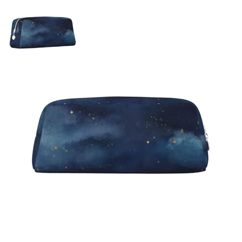 peiyeety Federmäppchen aus Leder mit Nachthimmel und Sternen, mit Reißverschluss, tragbar, ästhetisch, wasserdicht, niedliche Stifttasche fürs Büro von peiyeety