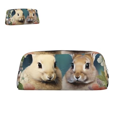 peiyeety Federmäppchen aus Leder mit Osterhasenmotiv und Reißverschluss, tragbar, ästhetisch, wasserdicht, niedliche Stifttasche fürs Büro von peiyeety