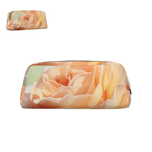 peiyeety Federmäppchen aus Leder mit Rosenblütenmuster, rosa, mit Reißverschluss, tragbar, ästhetisch, wasserdicht, niedliche Stifttasche fürs Büro von peiyeety