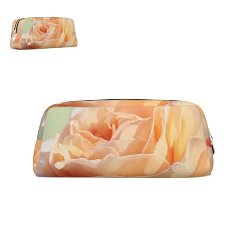 peiyeety Federmäppchen aus Leder mit Rosenblütenmuster, rosa, mit Reißverschluss, tragbar, ästhetisch, wasserdicht, niedliche Stifttasche fürs Büro von peiyeety