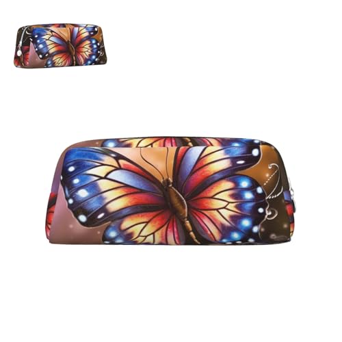 peiyeety Federmäppchen aus Leder mit Schmetterlingsmotiv und Reißverschluss, tragbar, ästhetisch, wasserdicht, niedliche Stifttasche fürs Büro von peiyeety