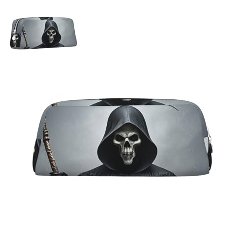 peiyeety Federmäppchen aus Leder mit Sensenmann und Reißverschluss, tragbar, ästhetisch, wasserdicht, Stiftebox, süße Stifttasche fürs Büro von peiyeety