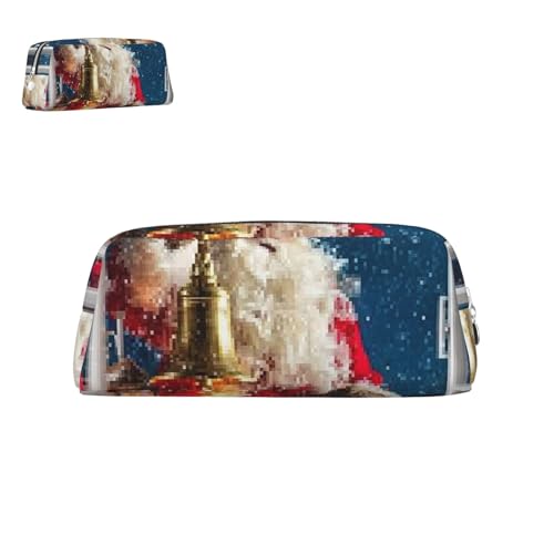 peiyeety Federmäppchen aus Leder mit Weihnachtsmannmotiv und Reißverschluss, tragbar, ästhetisch, wasserdicht, niedliche Stifttasche fürs Büro von peiyeety