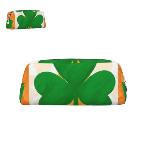 peiyeety Federmäppchen aus Leder mit irischer Flagge und Reißverschluss, tragbar, ästhetisch, wasserdicht, niedliche Stifttasche fürs Büro von peiyeety
