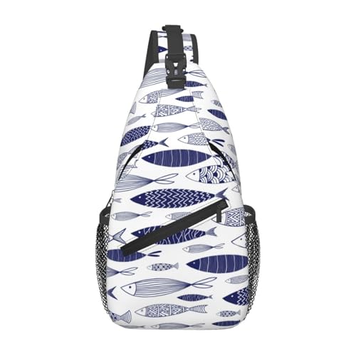 peiyeety Fish Sling Bag Crossbody Rucksack für Damen und Herren, Reisen, Wandern, Tagesrucksack, Brust-Umhängetasche von peiyeety