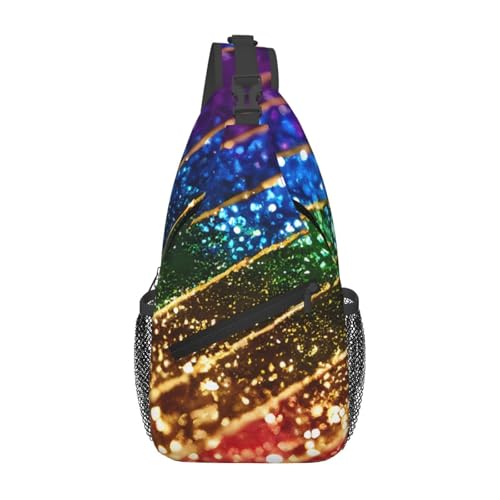peiyeety Glitzernde abstrakte Regenbogenflagge, Cross-Brusttasche für Damen und Herren, verstellbare Umhängetaschen, Schulterrucksack peiyeety Glitzernde abstrakte Regenbogenflagge, Cross-Brusttasche für Damen und Herren, verstellbare Umhängetaschen, Schulterrucksack von peiyeety