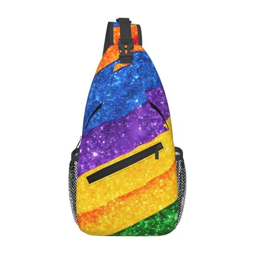 peiyeety Glitzernde abstrakte Regenbogenflagge, Cross-Brusttasche für Damen und Herren, verstellbare Umhängetaschen, Schulterrucksack von peiyeety