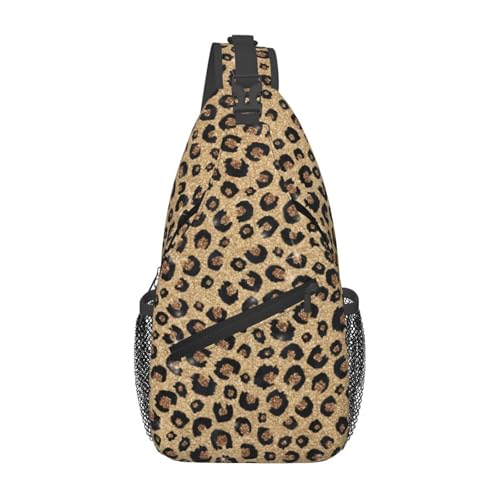 peiyeety Gold Glitter Black Leopard Sling Bag Crossbody Rucksack für Damen Herren Reisen Wandern Daypack Brust Schultertasche peiyeety Gold Glitter Black Leopard Sling Bag Crossbody Rucksack für Damen Herren Reisen Wandern Daypack Brust Schultertasche von peiyeety