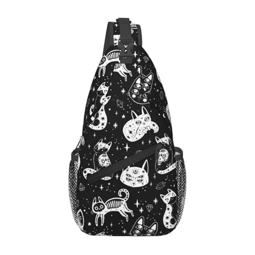 peiyeety Halloween Hexenkatzen Sling Bag Crossbody Rucksack für Damen Herren Reisen Wandern Tagesrucksack Brust Umhängetasche peiyeety Halloween Hexenkatzen Sling Bag Crossbody Rucksack für Damen Herren Reisen Wandern Tagesrucksack Brust Umhängetasche von peiyeety