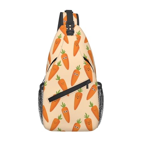 peiyeety Happy Carrots Sling Bag Crossbody Rucksack für Damen und Herren, Reisen, Wandern, Tagesrucksack, Brust-Umhängetasche von peiyeety