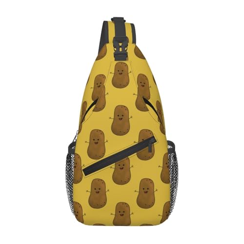 peiyeety Happy Potato Sling Bag Crossbody Rucksack für Damen und Herren, Reisen, Wandern, Tagesrucksack, Brust-Umhängetasche von peiyeety