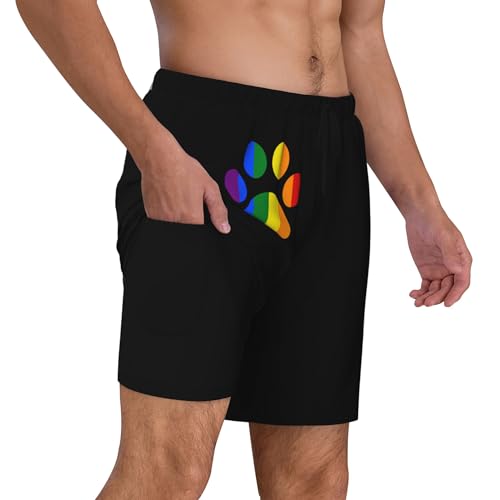 Herren-Badehose mit Kompressionsfutter, Strand-Boardshorts, schnelltrocknend, Schwimmshorts – LGBT Paw Pride von peiyeety