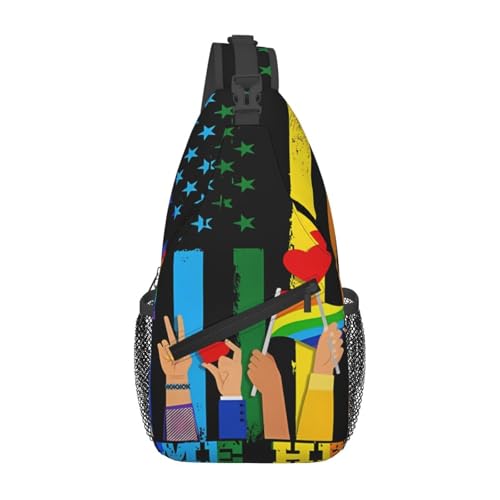 peiyeety LGBT Gay Pride Regenbogen Amerikanische Flagge Cross Brusttasche für Damen und Herren, verstellbare Umhängetaschen, Schulterrucksack peiyeety LGBT Gay Pride Regenbogen Amerikanische Flagge Cross Brusttasche für Damen und Herren, verstellbare Umhängetaschen, Schulterrucksack von peiyeety