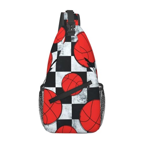 peiyeety Lustiger Basketball-Cross-Brustbeutel mit Leopardenmuster für Damen und Herren, verstellbare Umhängetaschen, Schulterrucksack von peiyeety