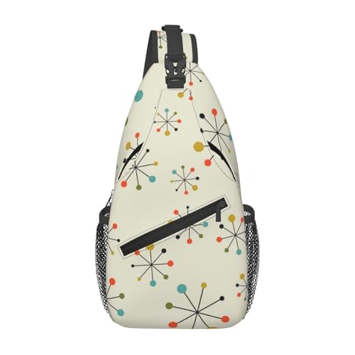 peiyeety Mid Century Fifties Modern Atomic Retro Sling Bag Crossbody Rucksack für Damen Herren Reisen Wandern Tagesrucksack Brust Umhängetasche von peiyeety