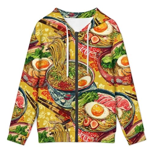 peiyeety Mit Eiern getränkte Nudeln Herren-Kapuzenpullover mit 3D-lustigem Essensdruck und Reißverschluss, Fronttasche, Übergröße peiyeety Mit Eiern getränkte Nudeln Herren-Kapuzenpullover mit 3D-lustigem Essensdruck und Reißverschluss, Fronttasche, Übergröße von peiyeety