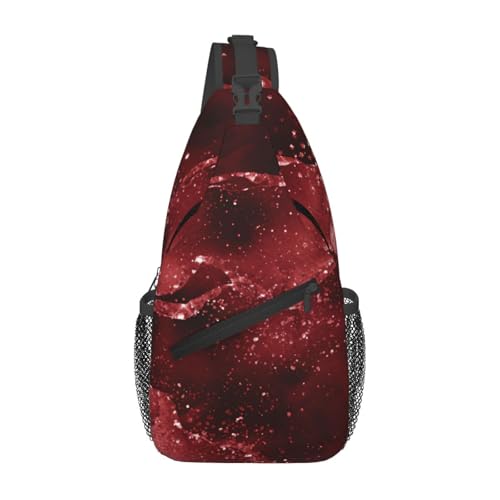peiyeety Moody Crimson Achat Dunkelblutrot Juwelenton Sling Bag Crossbody Rucksack für Damen Herren Reisen Wandern Tagesrucksack Brust Umhängetasche von peiyeety