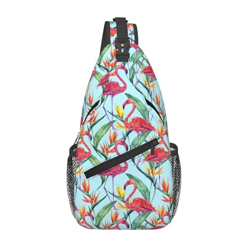 peiyeety Pink Flamingo Sling Bag Crossbody Rucksack für Damen und Herren, Reisen, Wandern, Tagesrucksack, Brust-Umhängetasche von peiyeety