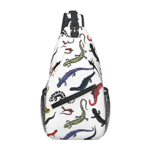 peiyeety Salamanders Sling Bag Crossbody Rucksack für Damen und Herren Reisen Wandern Tagesrucksack Brust Schultertasche von peiyeety