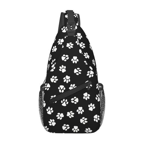 peiyeety Schultertasche mit Katzen- und Hundepfotenabdruck, Umhängetasche für Damen und Herren, für Reisen, Wandern, Tagesrucksack, Brust-Umhängetasche peiyeety Schultertasche mit Katzen- und Hundepfotenabdruck, Umhängetasche für Damen und Herren, für Reisen, Wandern, Tagesrucksack, Brust-Umhängetasche von peiyeety