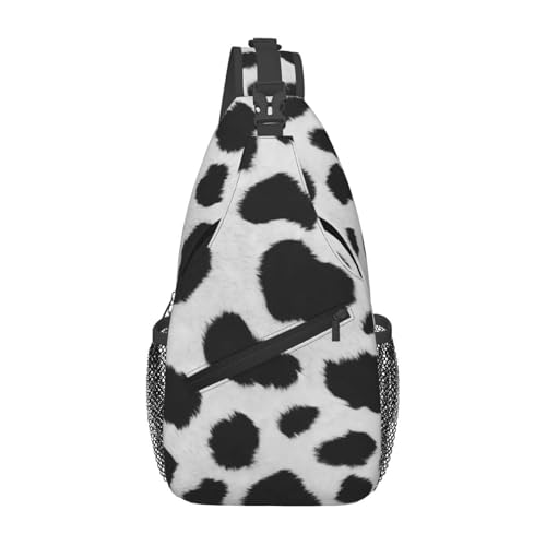peiyeety Schwarz-weiße Kuh-Schultertasche aus Kunstfell, Umhängetasche für Damen und Herren, für Reisen, Wandern, Tagesrucksack, Brust-Umhängetasche peiyeety Schwarz-weiße Kuh-Schultertasche aus Kunstfell, Umhängetasche für Damen und Herren, für Reisen, Wandern, Tagesrucksack, Brust-Umhängetasche von peiyeety