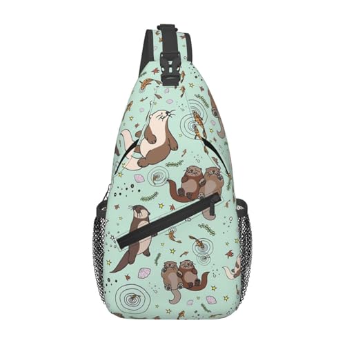 peiyeety Sea Otters Green Sling Bag Crossbody Rucksack für Damen und Herren Reisen Wandern Tagesrucksack Brust Schultertasche peiyeety Sea Otters Green Sling Bag Crossbody Rucksack für Damen und Herren Reisen Wandern Tagesrucksack Brust Schultertasche von peiyeety