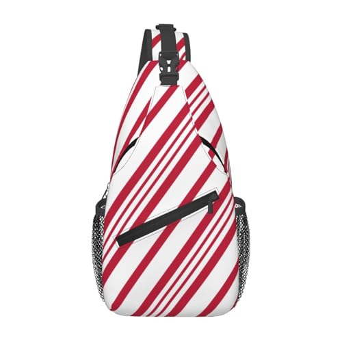 peiyeety Sling Bag mit Weihnachts-Zuckerstangen-Streifen, Umhängetasche für Damen und Herren, Reisen, Wandern, Tagesrucksack, Brust-Umhängetasche peiyeety Sling Bag mit Weihnachts-Zuckerstangen-Streifen, Umhängetasche für Damen und Herren, Reisen, Wandern, Tagesrucksack, Brust-Umhängetasche von peiyeety