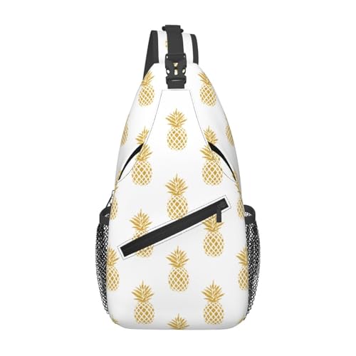 peiyeety Sommer Gold Pine Sling Bag Crossbody Rucksack für Damen Herren Reisen Wandern Daypack Brust Umhängetasche von peiyeety