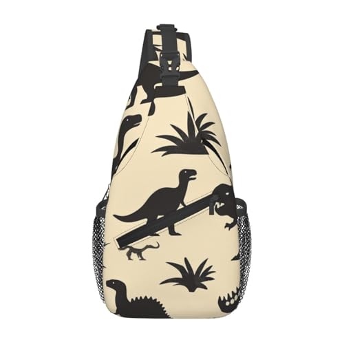 peiyeety Umhängetasche, Umhängetasche, Brusttasche, Dinosaurier-Silhouette, Sling-Rucksack, lässige Taillen-Gürteltasche für unterwegs von peiyeety