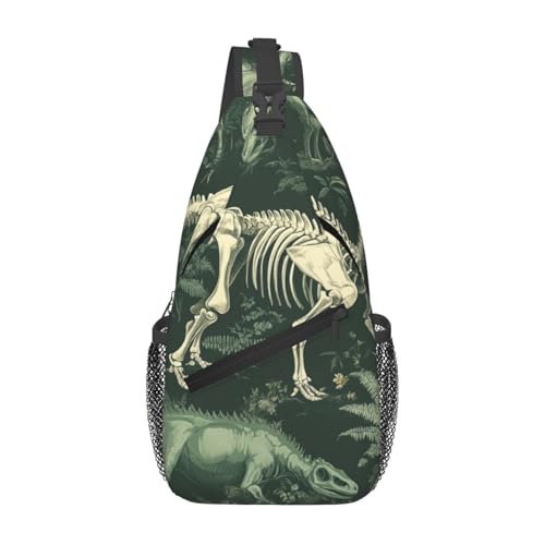 peiyeety Umhängetasche, Umhängetasche, Brusttasche, Dinosaurier-Skelett, Sling-Rucksack, lässige Taillen-Gürteltasche für unterwegs von peiyeety