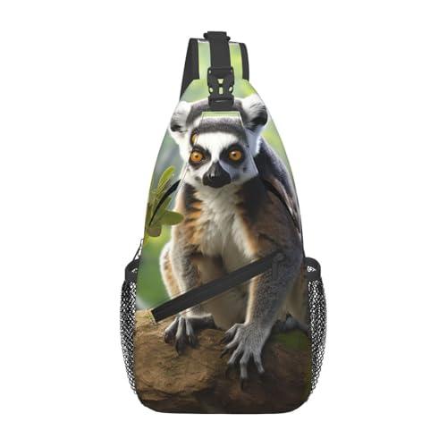 peiyeety Umhängetasche, Umhängetasche, Brusttasche, Ringtailed Lemur, Sling-Rucksack, lässige Taillen-Gürteltasche für unterwegs von peiyeety