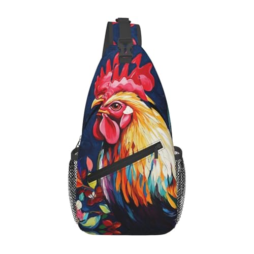 peiyeety Umhängetasche, Umhängetasche, Brusttasche, buntes Hühnermotiv, lässiger Hüftrucksack für unterwegs von peiyeety