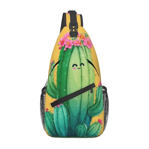 peiyeety Umhängetasche, Umhängetasche, Brusttasche, lustiger Kaktus-Sling-Rucksack, lässige Taillen-Gürteltasche für unterwegs von peiyeety