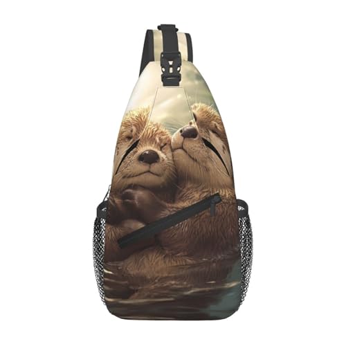 peiyeety Umhängetasche, Umhängetasche, Brusttasche, niedlicher Otter, Sling-Rucksack, lässige Taillen-Gürteltasche für unterwegs von peiyeety